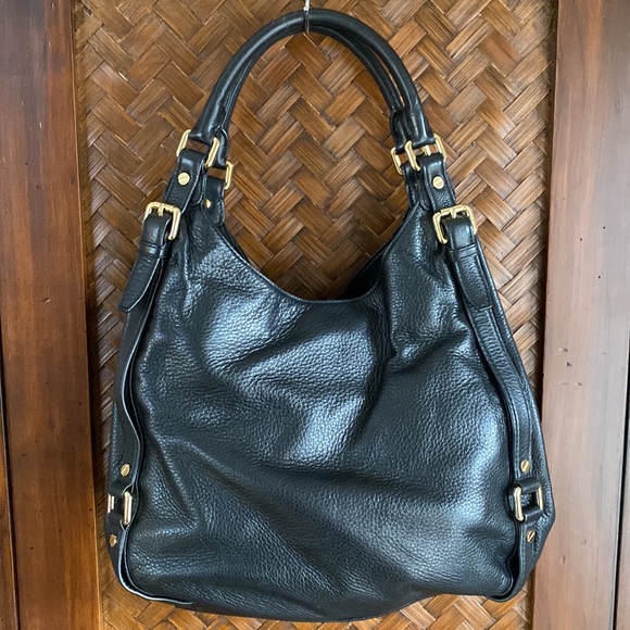 MICHAEL KORS - Black Pebble Leather Hobo Gold buckles - Picture 5 of 9